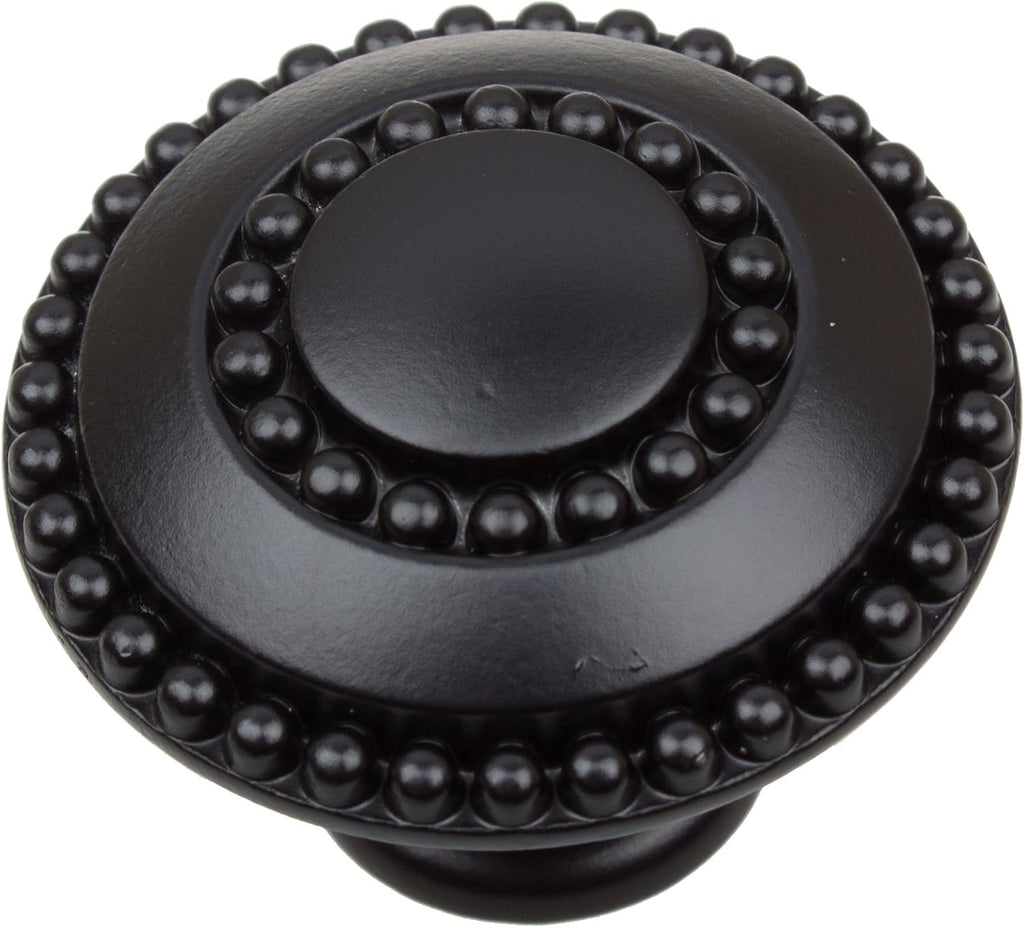 25 Pack Matte Black Round Double-Ring Beaded Cabinet Knobs C659