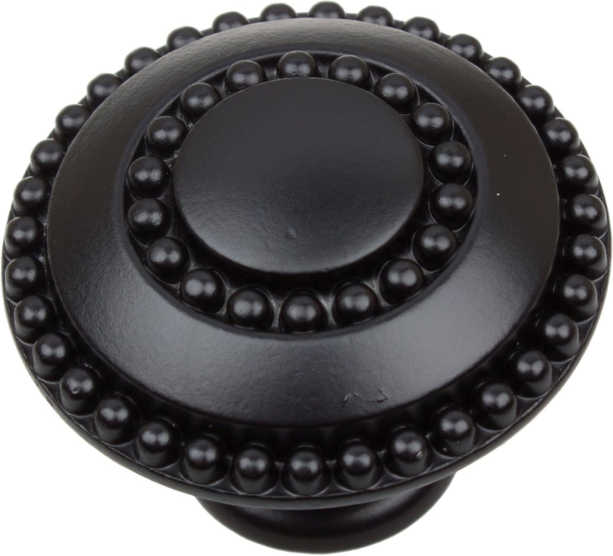 25 Pack Matte Black Round Double-Ring Beaded Cabinet Knobs C659