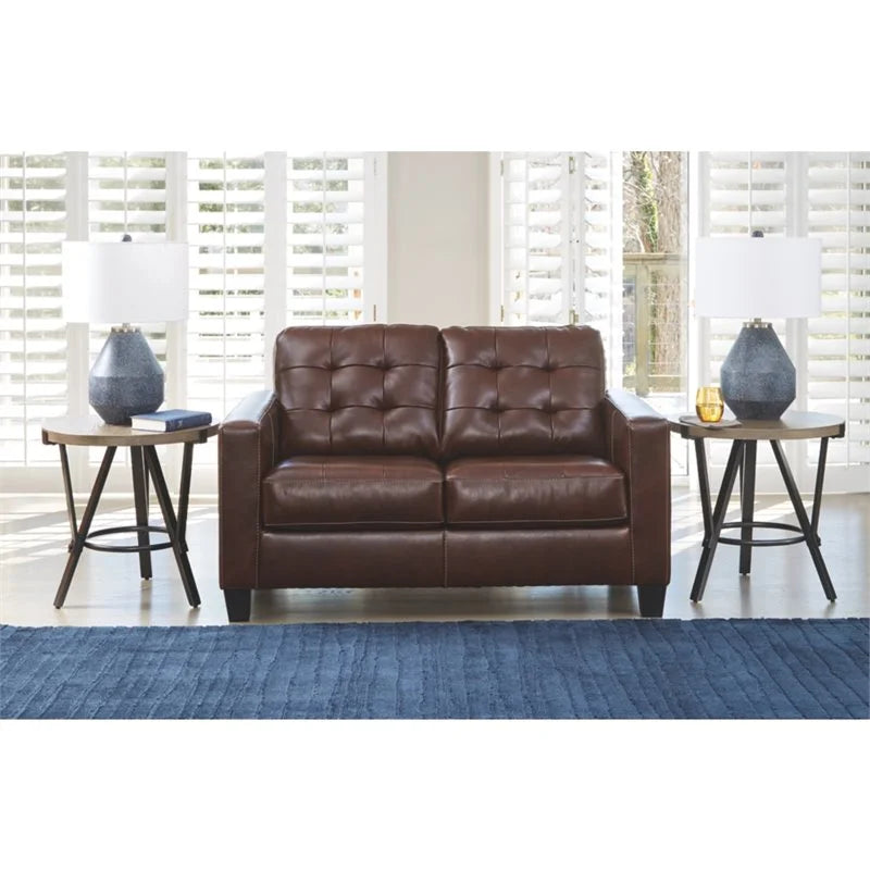 Walnut Leather Loveseat B6989