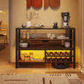 Glass Top Console Table with Wine Rack & Storage Cabinet F2727