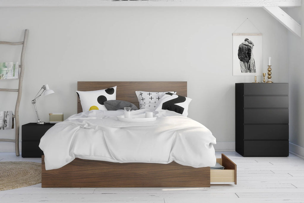 Queen Size Walnut Wood Headboard S8953