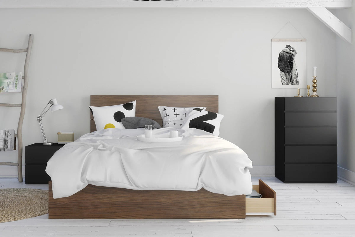 Queen Size Walnut Wood Headboard S8953