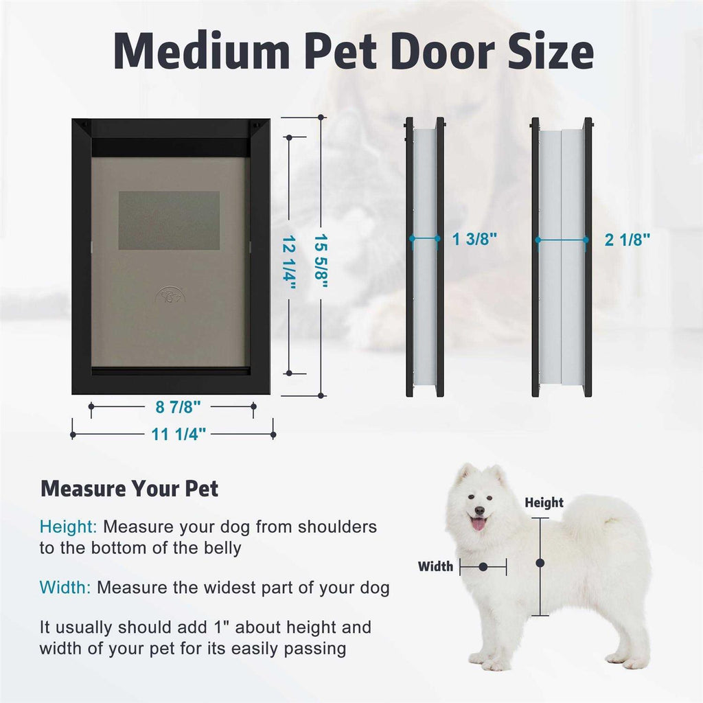 Weatherproof Dog Door with Double Flap and Sliding Lock Panel I3588