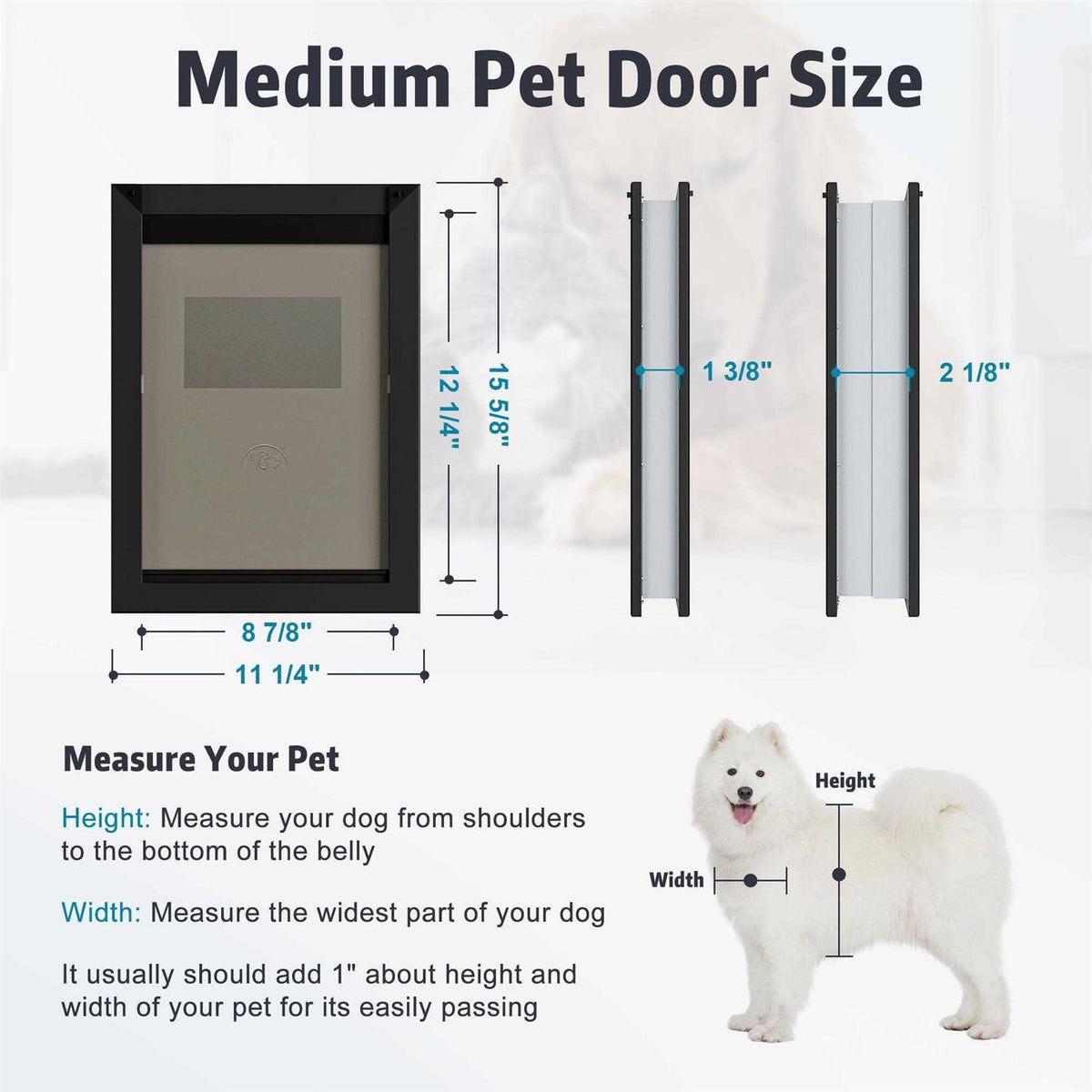 Weatherproof Dog Door with Double Flap and Sliding Lock Panel I3588