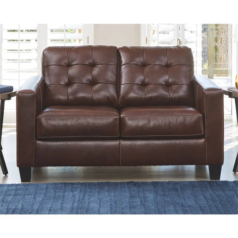 Walnut Leather Loveseat B6989