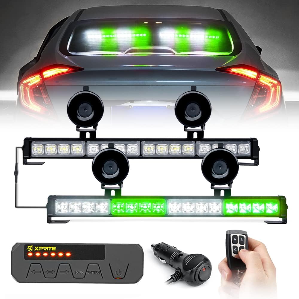 Amber LED Emergency Strobe Light Bar with Wireless Remote, Pack of 2 W7058