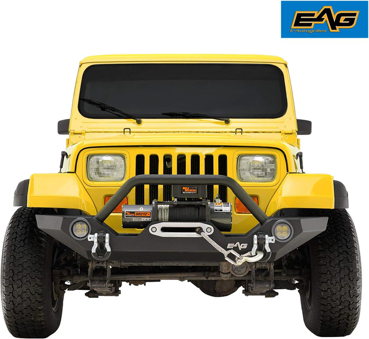 Front Bumper with LED Lights and Rear Bumper with Tire Carrier Combo B7183