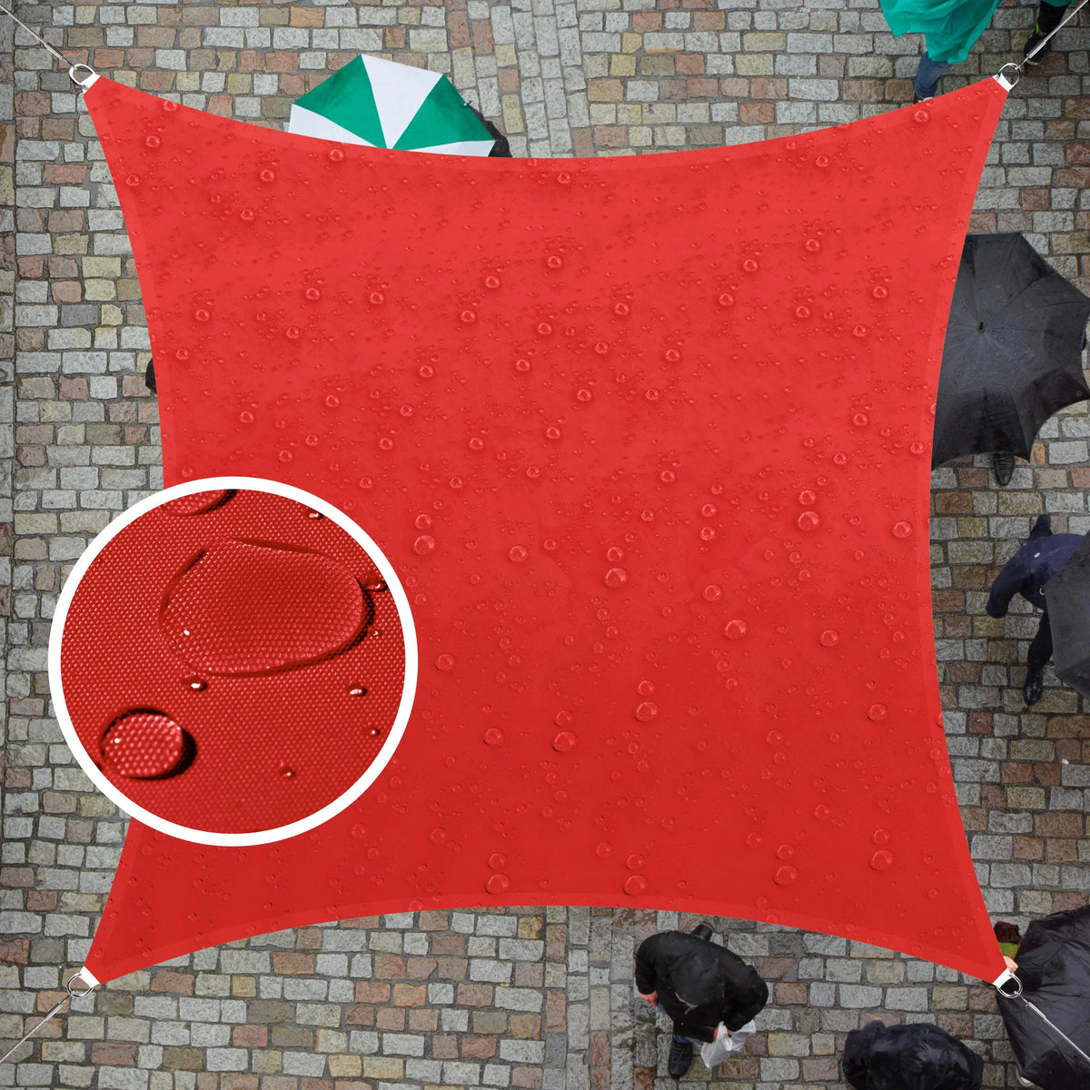 9.5' x 9.5' Red Square Waterproof Sun Shade Sail D982