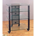 Black Audio Video Rack with Clear Glass Shelves Y8321
