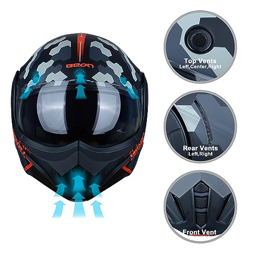 Full Face Motorcycle Helmet with Anti-Fog Dual Visors B732776