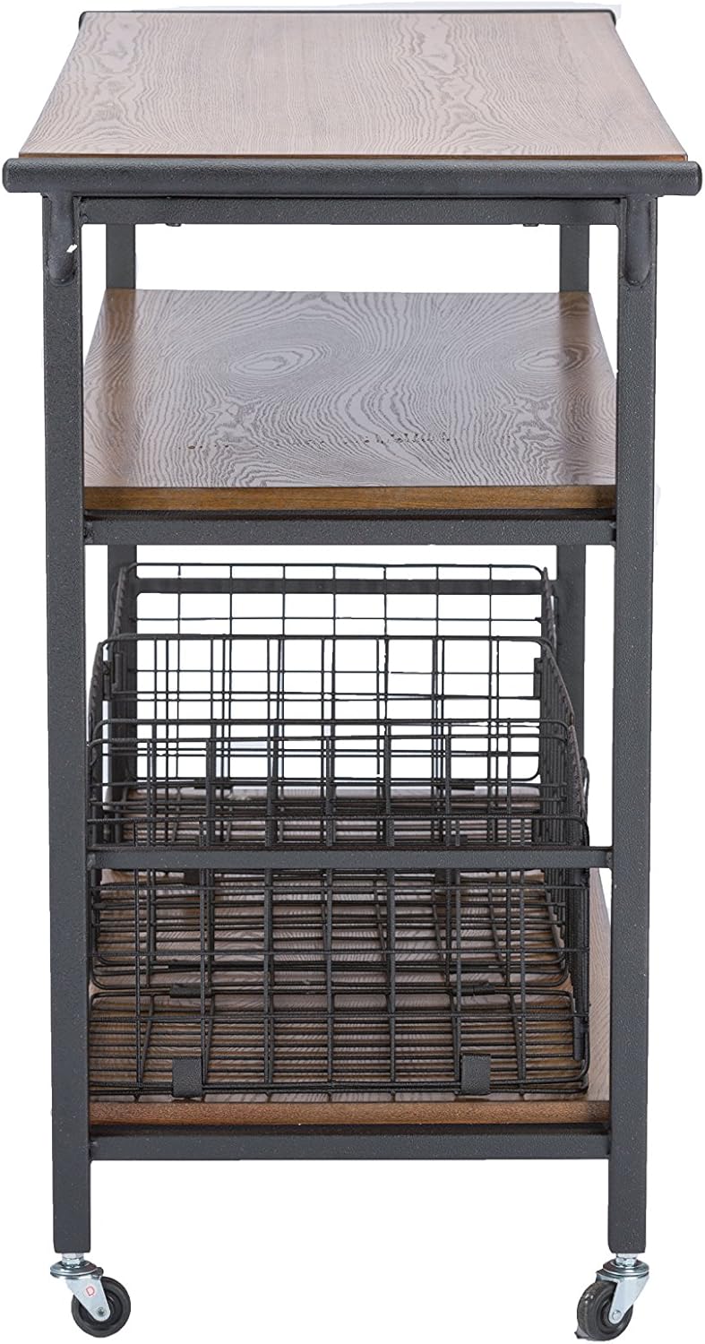 Brown Wood and Metal Kitchen Cart G692