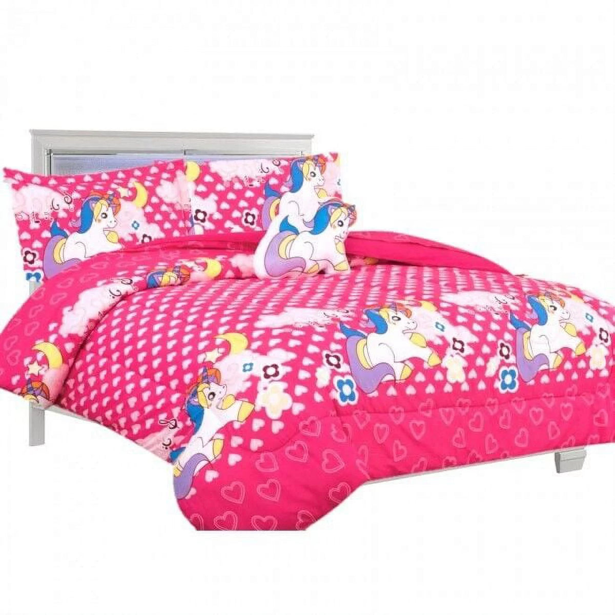 Pink Unicorn Print 6 Piece Twin Size Bed in Bag Z704