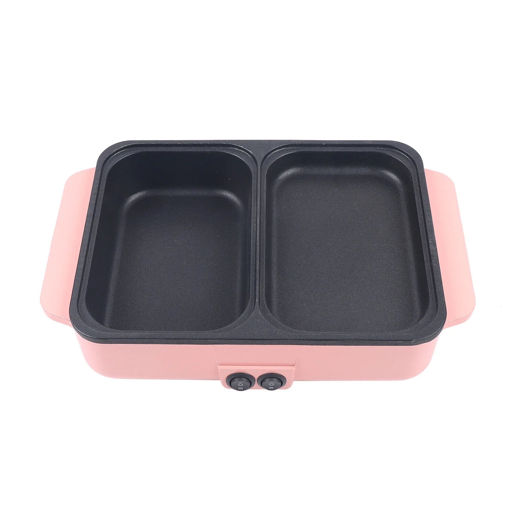 Pink Electric Hot Pot with Grill, Non-Stick Frying Pan V109