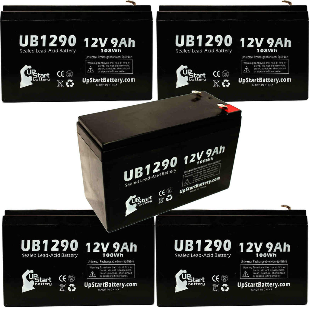 5x Pack Replacement Sealed Lead Acid Battery (12V, 9Ah, 9000mAh, AGM, SLA) with F1 Terminal Adapters S897889