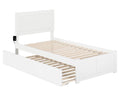 White Solid Wood Platform Bed with Footboard & Twin Trundle C9747