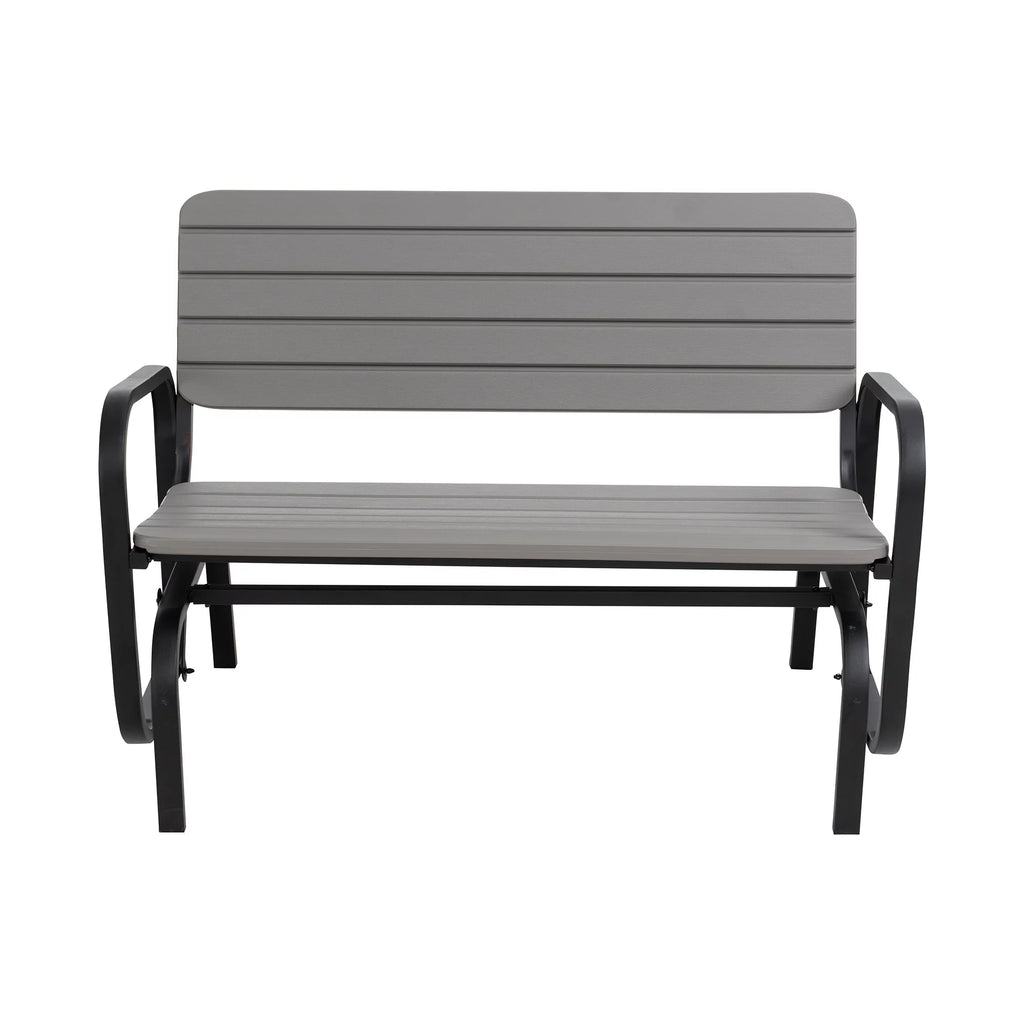 Polyethylene Outdoor Glider Bench Gray C6436