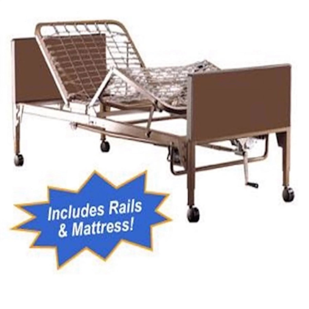 Full Electric Homecare Bed with Innerspring Mattress and Half Rails Z122
