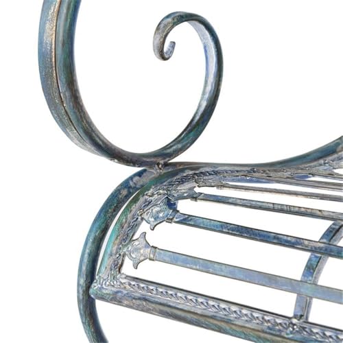 Antique Blue Wrought Iron 46-inch Garden Bench I7995