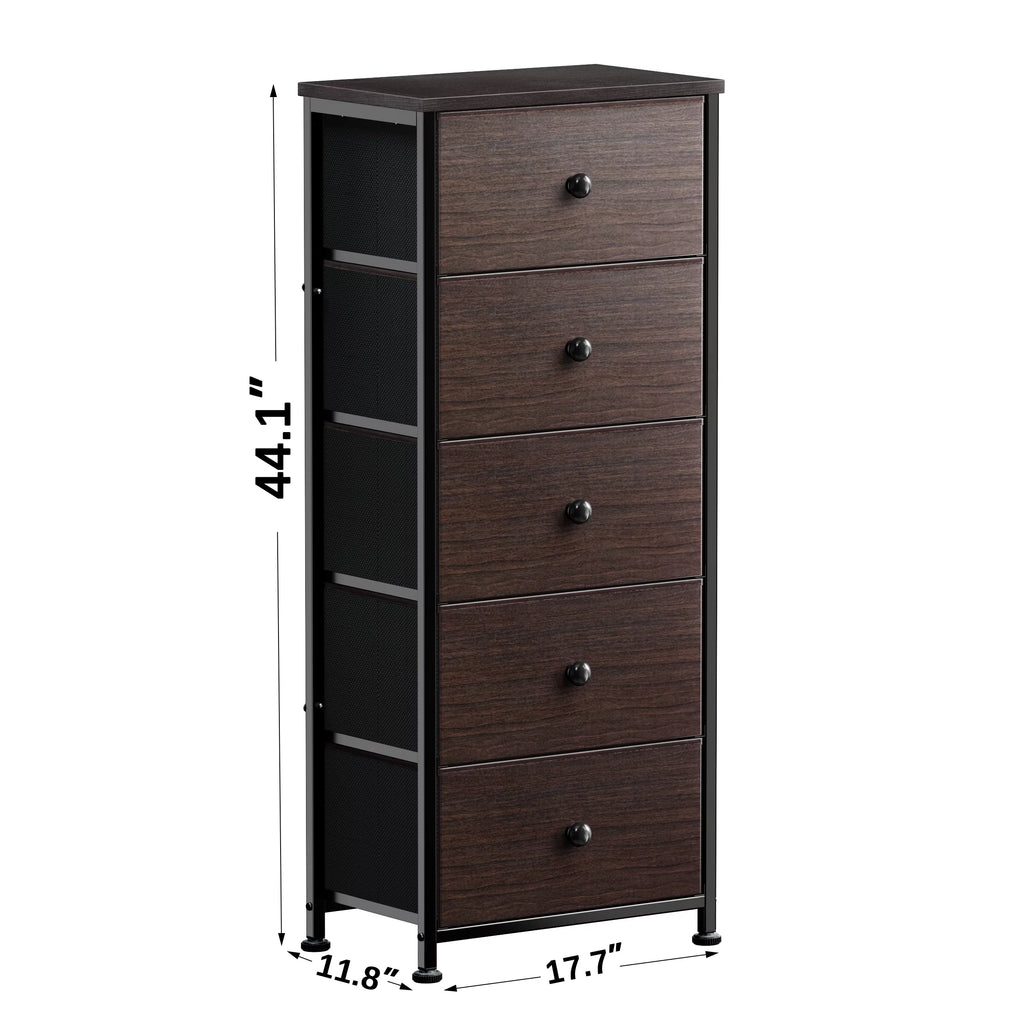 Rustic Brown 5 Drawer Faux Leather Dresser E825