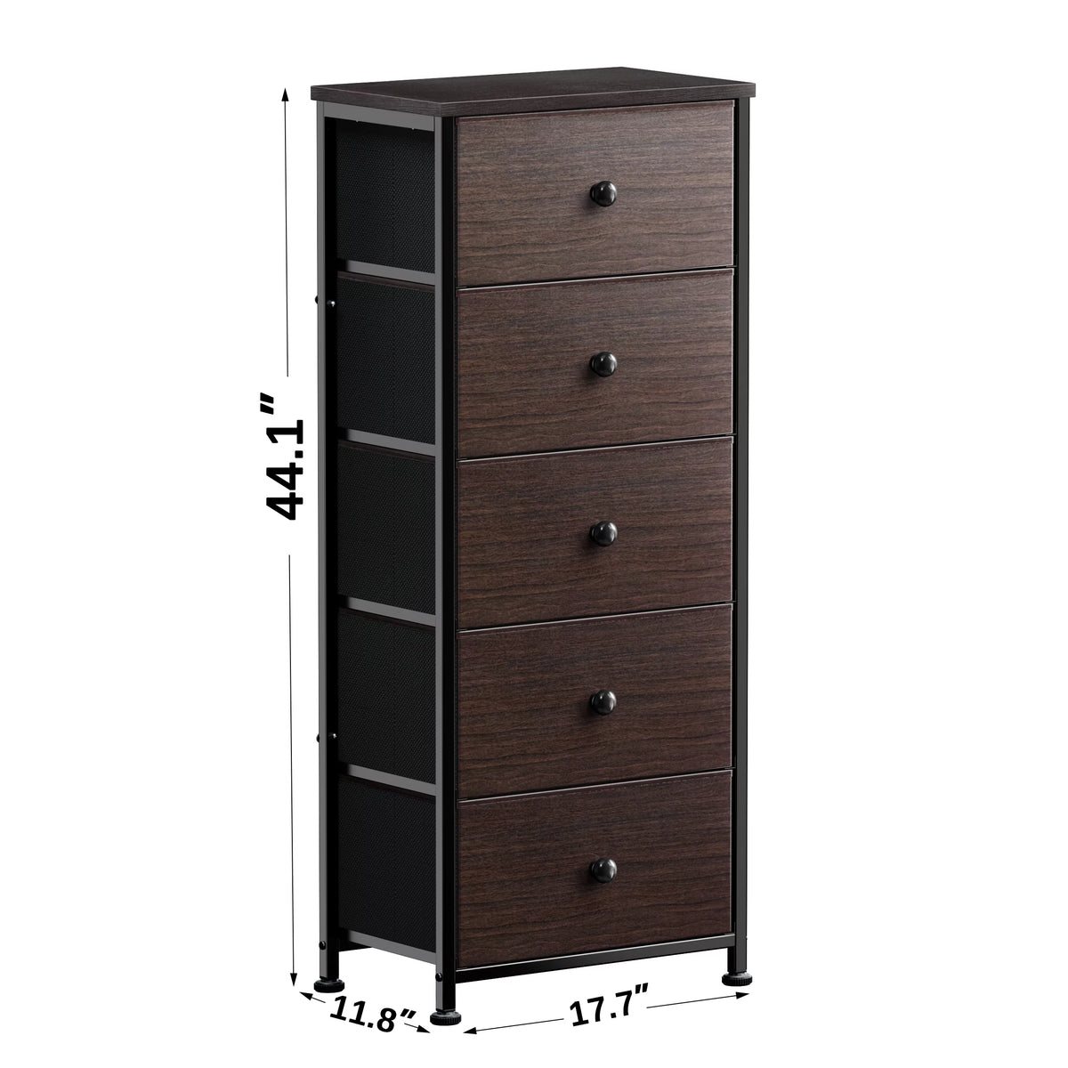 Rustic Brown 5 Drawer Faux Leather Dresser E825