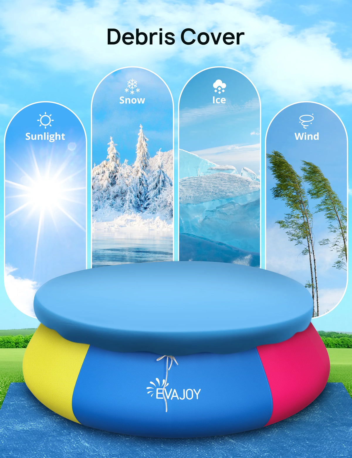 10ft × 30in Easy Set Inflatable Swimming Pool with Pool Cover U908171