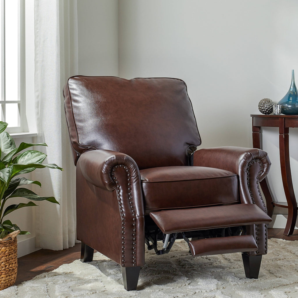 Brown Leather Pushback Recliner E464