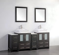 72 in. Espresso Bathroom Vanity with Double Basin White Ceramic Top and Mirrors J7753