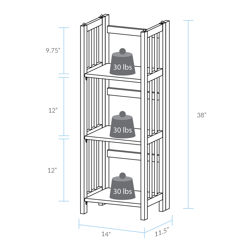 White 3-Shelf Folding Bookcase M62367