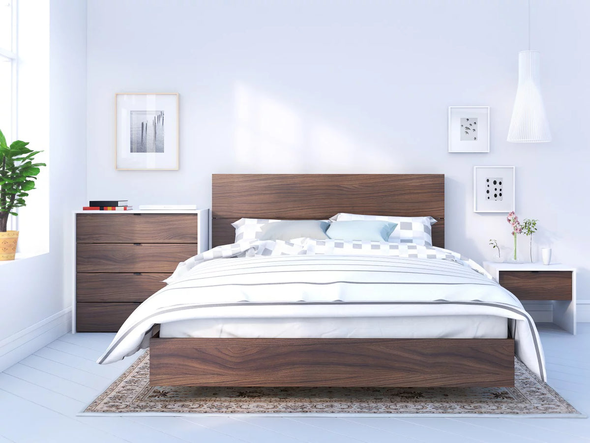 Queen Size Walnut Wood Headboard S8953