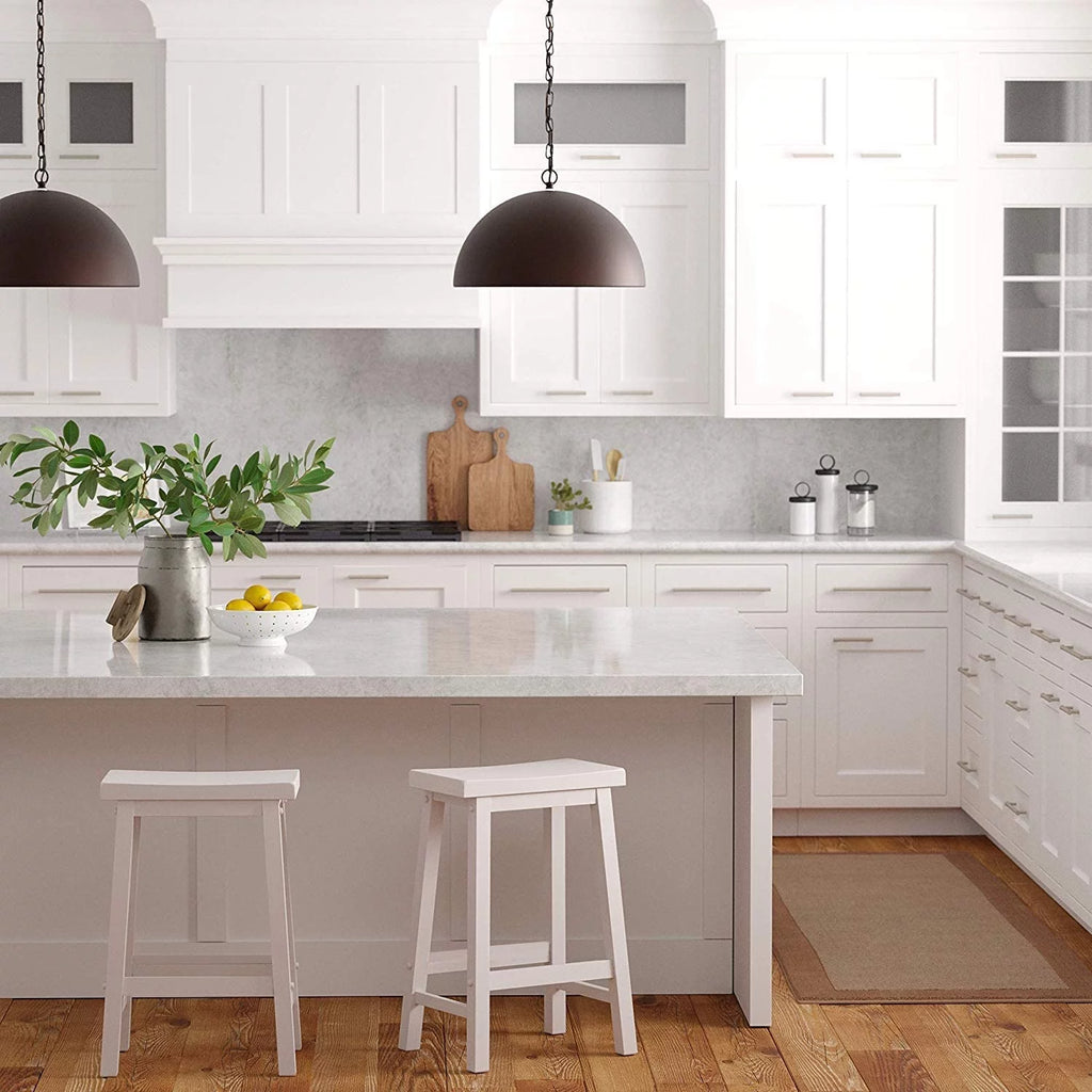 White Set of 2 24In Kitchen Counter Stools E8973