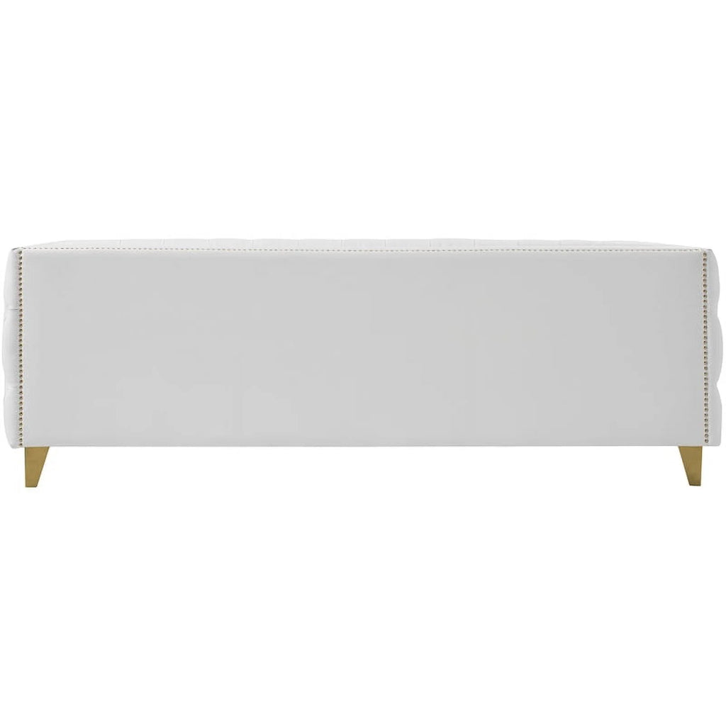 White Faux Leather and Iron Sofa G2625