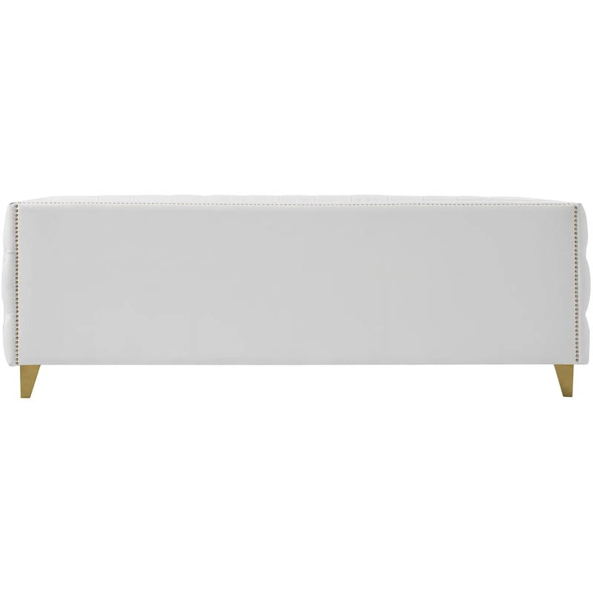White Faux Leather and Iron Sofa G2625