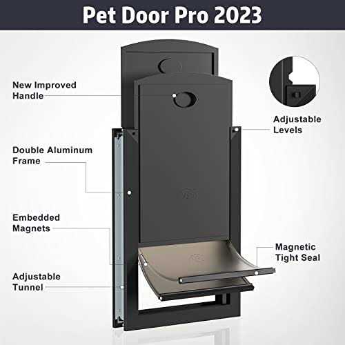 Weatherproof Dog Door with Double Flap and Sliding Lock Panel I3588