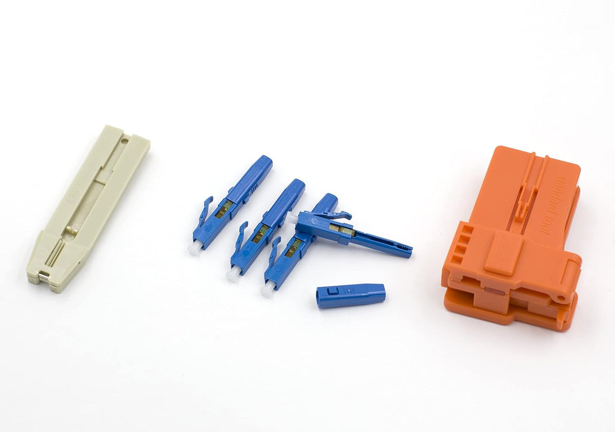 10pcs LC UPC Fiber Optic Quick Connector with Matched Tools, Single Mode 9/125 for 900um Cable M474831