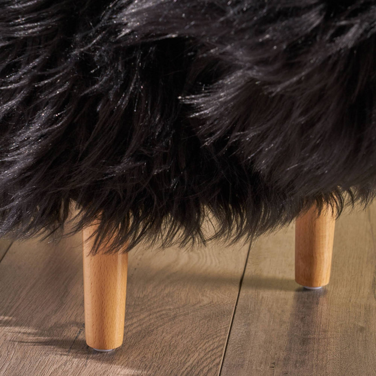 Black Furry Yak Ottoman Y687848