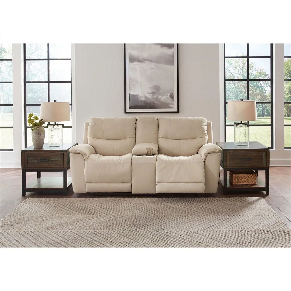 Latte Faux Leather Power Reclining Loveseat J806657
