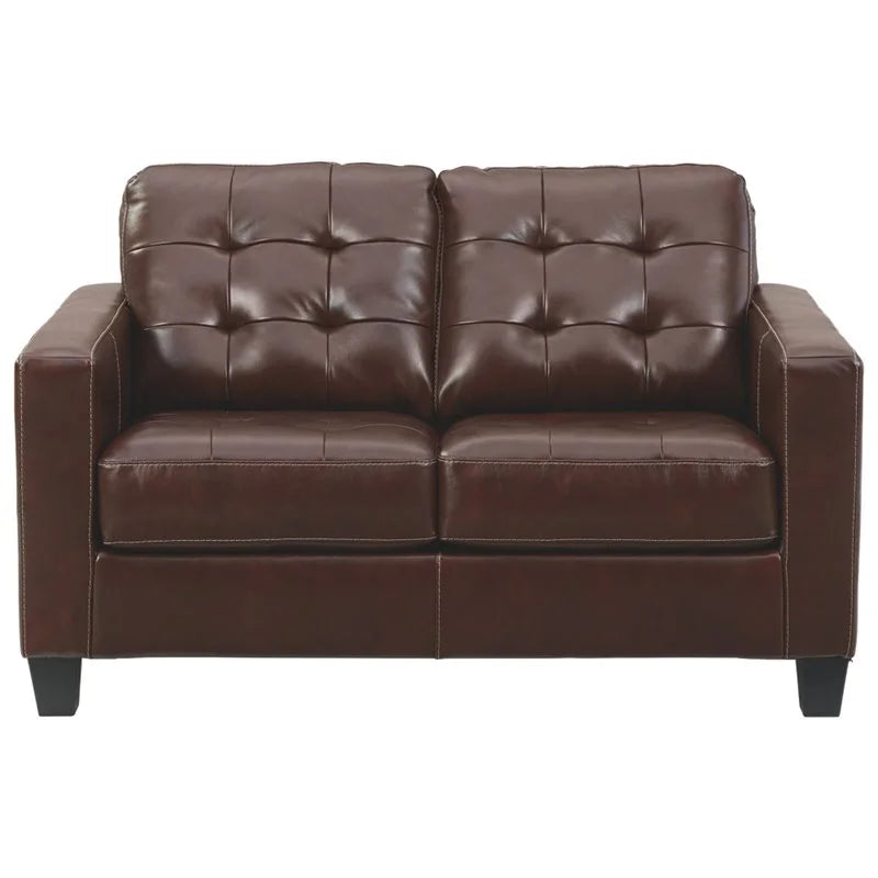 Walnut Leather Loveseat B6989