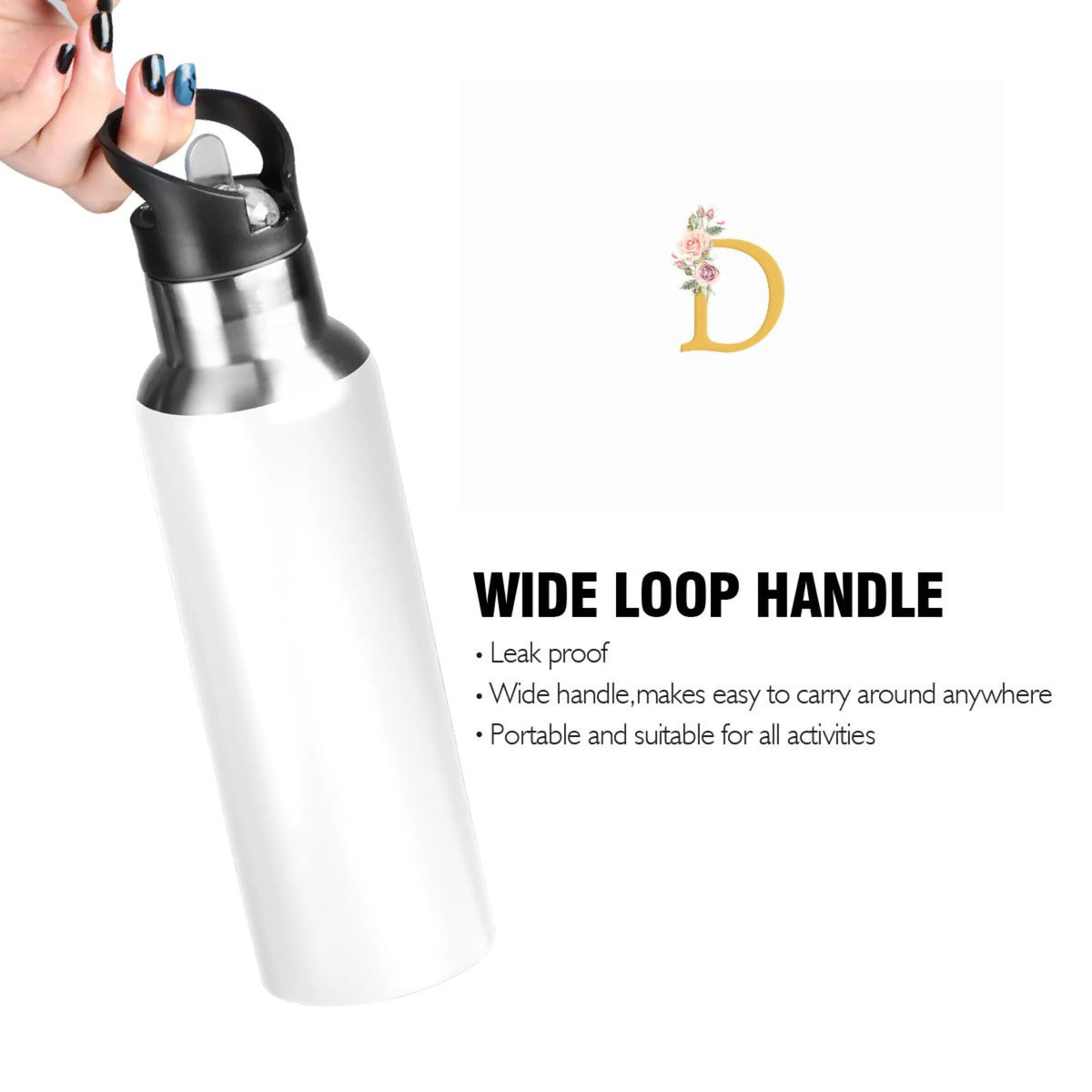 Stainless Steel Insulated Water Bottle with Straw Lid X2545