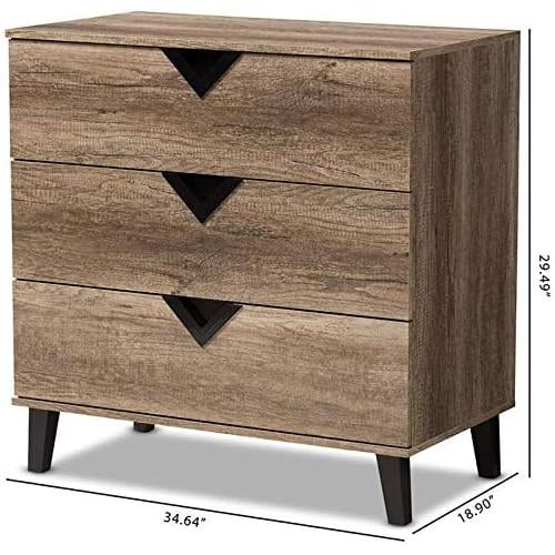 Light Brown Wood 3-Drawer Chest V303850