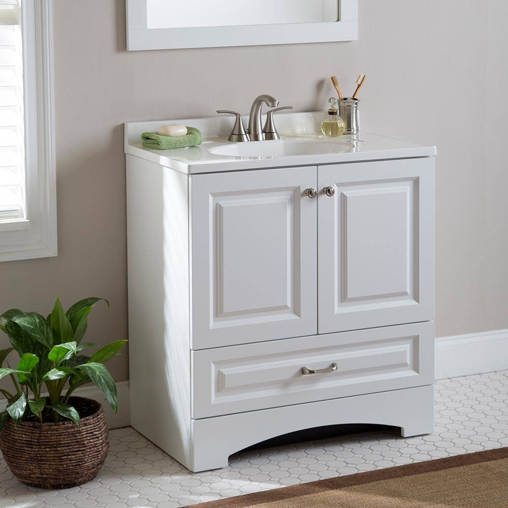 White Bath Vanity with Cultured Marble Vanity Top O325