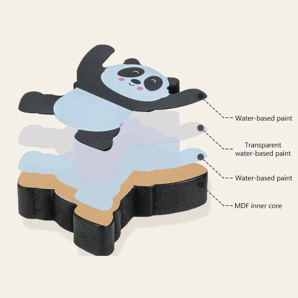 12Pcs Wooden Panda Building Blocks Stacking Toy Set N9011