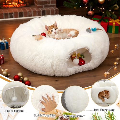 Christmas Cat Tunnel Bed with Washable Cushion Y8466
