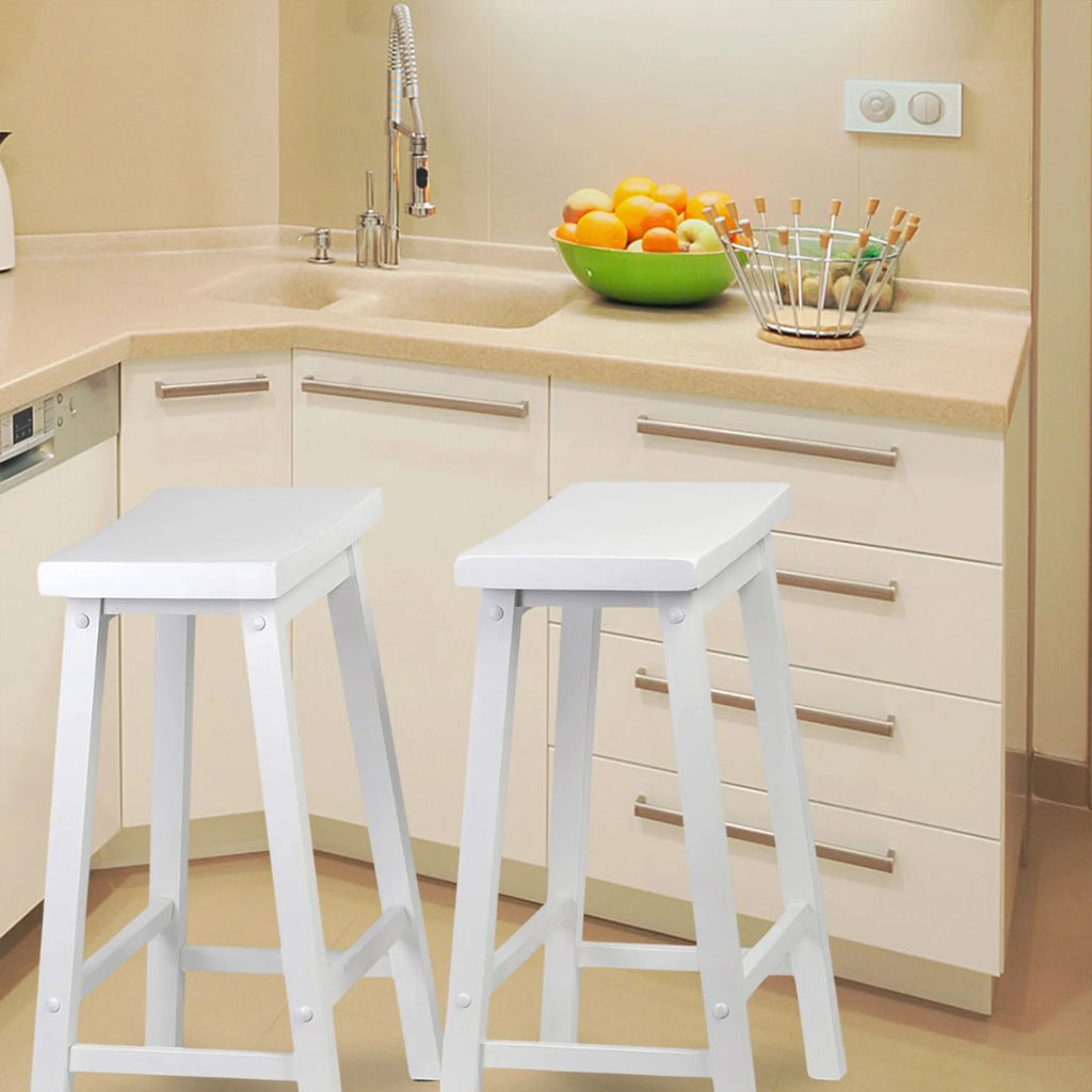 White Set of 2 24In Kitchen Counter Stools E8973