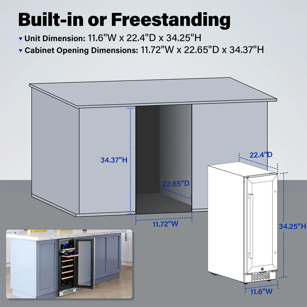 12 Bottle Wine Cooler Refrigerator with Glass Door Q61205