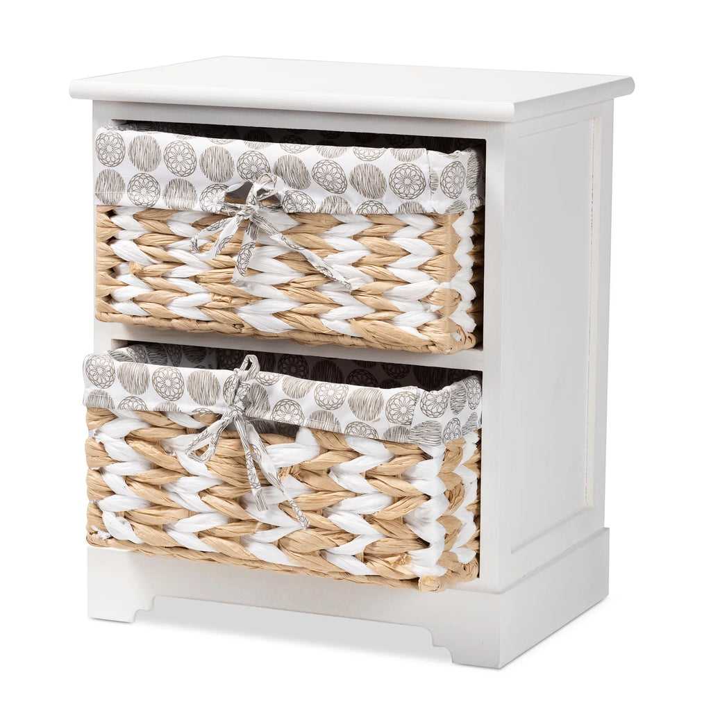 White Wood 2-Basket Storage Unit V521