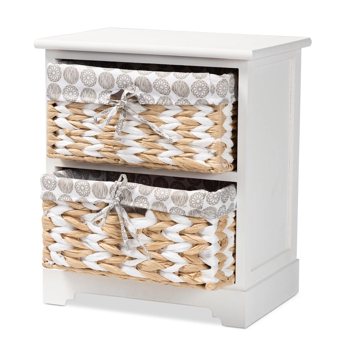White Wood 2-Basket Storage Unit V521