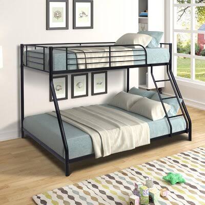Twin Over Full Metal Bunk Bed Frame Black B66607