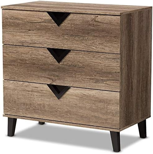 Light Brown Wood 3-Drawer Chest V303850