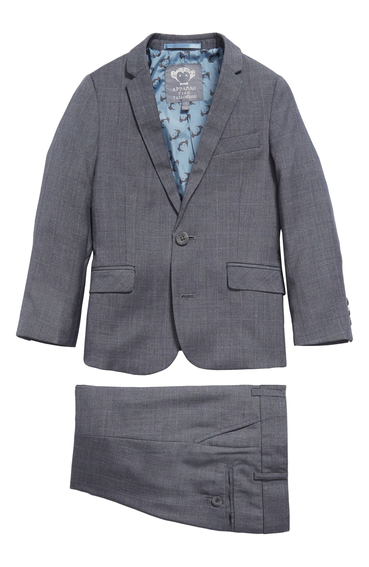 Grey/Blue Yonder Check Two-Piece Boy's Suit H329