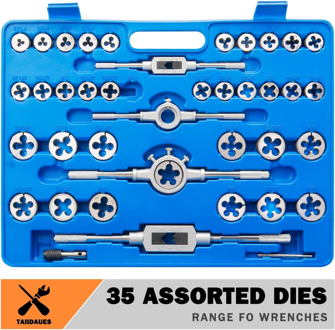 110 Piece Hardened Alloy Steel Metric Tap And Die Threading Tool Set with Storage Case F526